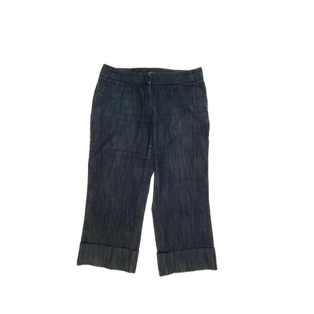 New York & Company Cuffed Capri Women's size 8 Dark Wash Blue Denim Jeans